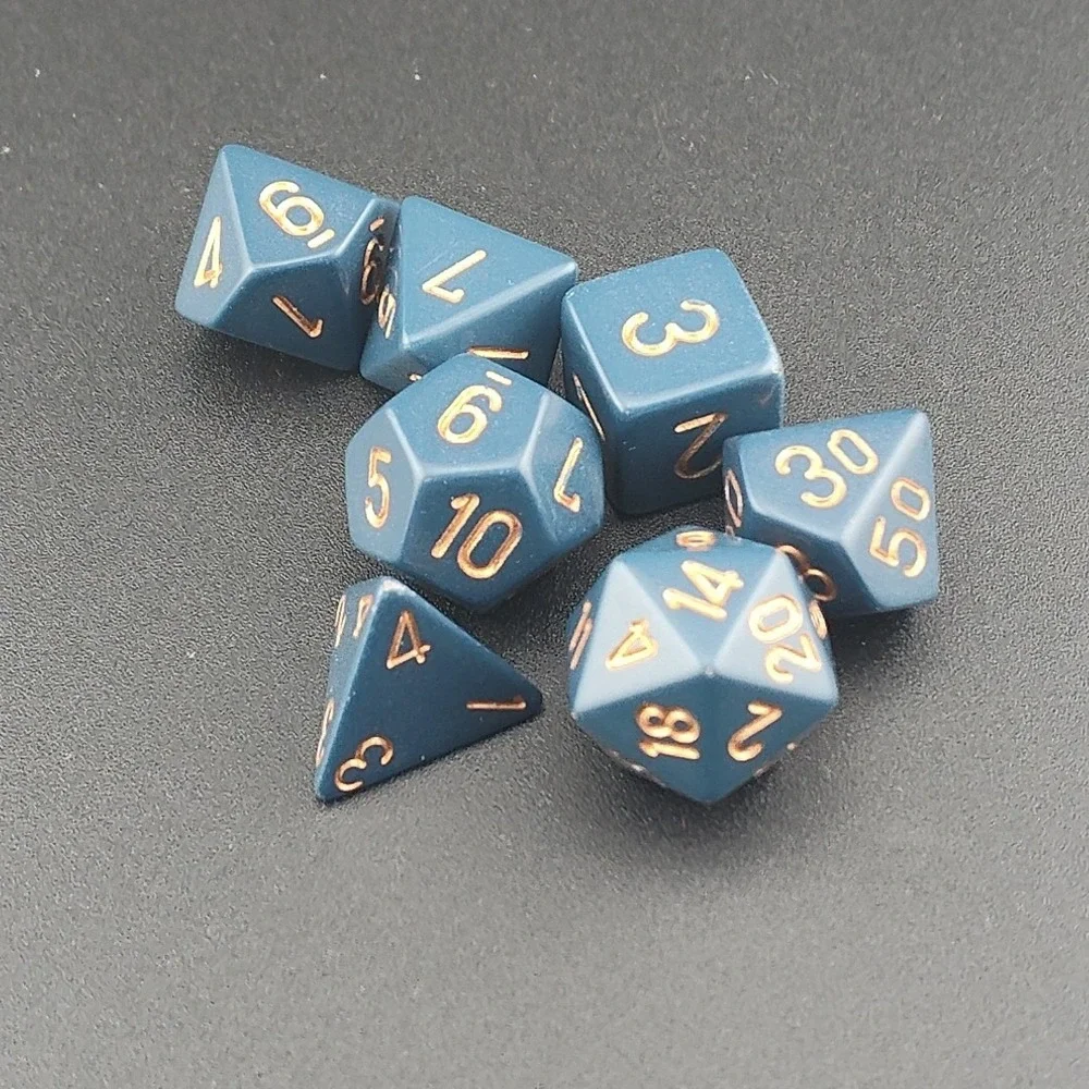Chessex opaque blue gold d&d dice gaming Role play replacement addition